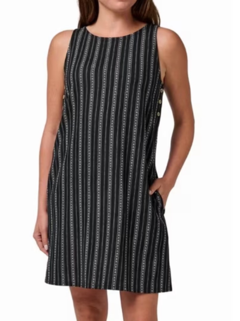 Quiksilver Womens Black Sleeveless Striped Shift Dress XS